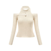 Aladdin-rollneck cut-out knitted top