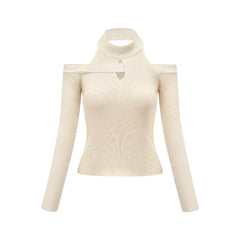 Aladdin-rollneck cut-out knitted top