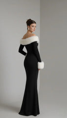 Evelyn Winter Faux-Fur Patchwork Maxi Dress