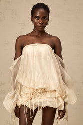 Joëlle self-tie ruched layered off-shoulder mini dress