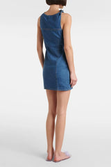 Balto Flower Asymmetric Denim Mini Dress