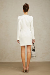 Colette white bowknot asymmetric mini dress