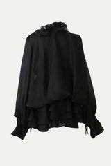 Jaketta Flower Ruffle Mini Dress - Black