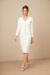Margot white monogram knit cardigan