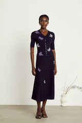 Delphine butterfly ribbed-knit top & skirt matching set