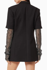 Kali Crystal Mesh Sleeves Blazer