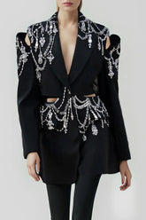 Gustina Crystal-embellished Cutout Blazer