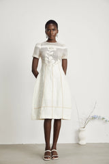Diane floral embroidered openwork midi dress