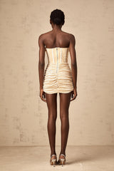 Gisella neutrals sequined tulle mini dress