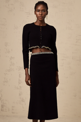 Magali black embellished knitted cardigan & skirt matching set