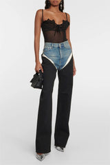 Annabelle Cutout Patchwork Jeans