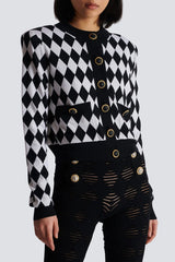 Abiga Diamond Jacquard Knit Cardigan