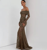 Lace Off-Shoulder Maxi Gown