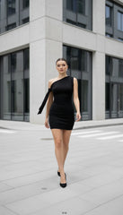 Maison Celie – One-Shoulder Draped Mini Dress