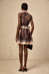 Angéline halterneck floral-print mini dress in Black