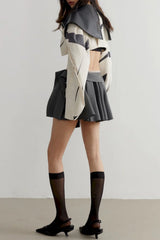 Aviva Leather Stripe Crop Jacket