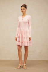 Mathilde pink keyhole-detail ribbed-knit mini dress