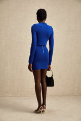 Maëlys blue button-detail knitted top & skirt matching set