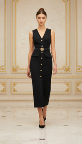 Classic Black Evening Midi Dress