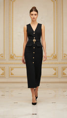 Classic Black Evening Midi Dress