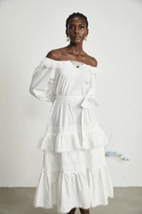 Capucine lace-trim cut-out layered midi dress