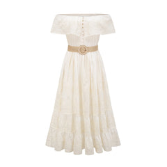 Charlotte lace-trim tulle midi dress