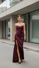 Fashionable Deep V-neck Satin Dress