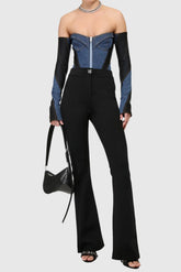 Juniper Off Soulder Patchwork Bodysuit