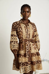 Léonor leopard-print cut-out panelled mini dress
