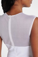 Carmina Mesh Paneled Maxi Bandage Dress - White