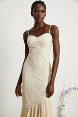 Audrey chiffon & lace midi dress