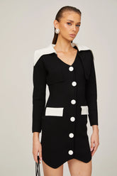 Enora black contrast-color mini dress