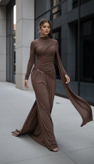 Elegant Irregular Pleated Maxi Dress for Women