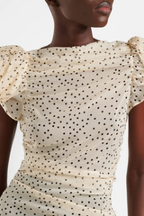 Eadlla Ruched Polka Dot Mini Dress