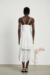 Coquette V-neck embroidered maxi dress