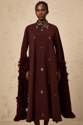 Anaïs purple sequined flared-sleeve midi dress