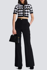 Abiga Diamond Jacquard Knit Top