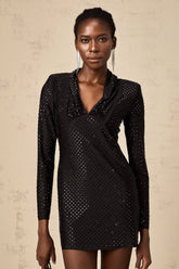 Mariasole embellished plunging V-neck studded mini dress