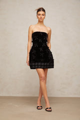 Geneviève black bow-detail mini dress