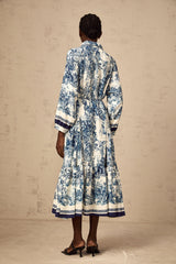 Adélaïde graphic-print midi dress in Blue