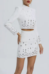 Deirdre Diamante Embellished Two Piece Set - White