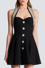 Leticia Crystal Halter Mini Bandage Dress