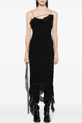 Kenzia Asymmetric Ruffle Midi Dress - Black