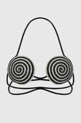 Bakir Crystal Spiral Bra - Black