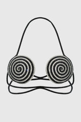 Bakir Crystal Spiral Bra - Black
