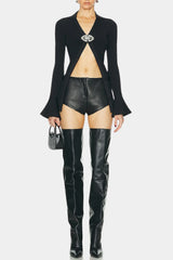 Letitia Crystal Buckle Knit Cardigan
