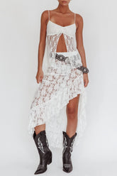 Alondra Lace Split Top - White