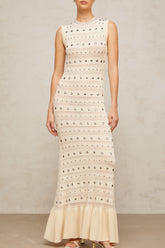 Chloé studded crochet-knit maxi dress in Neutrals