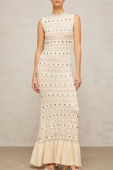 Chloé studded crochet-knit maxi dress in Neutrals