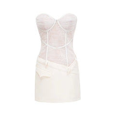 Cerys white mesh mini dress